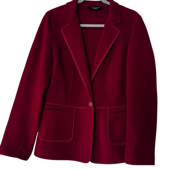 Talbots Red Wool Single Button Satin Lined Blazer size 16 - Picture 1 of 13